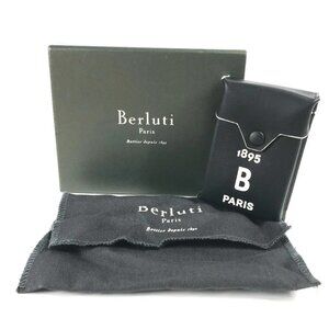 Berluti NEW LOGO Cigarette Case Pouch Bicolor Cigarette case Leather Black/White